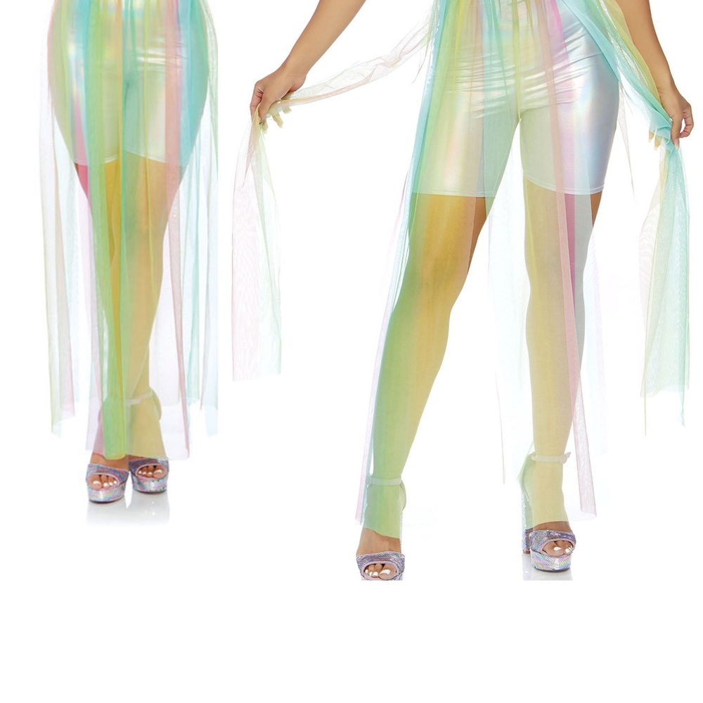 HP! Pastel Rainbow Tulle Sheer Swim Cover Up Skirt